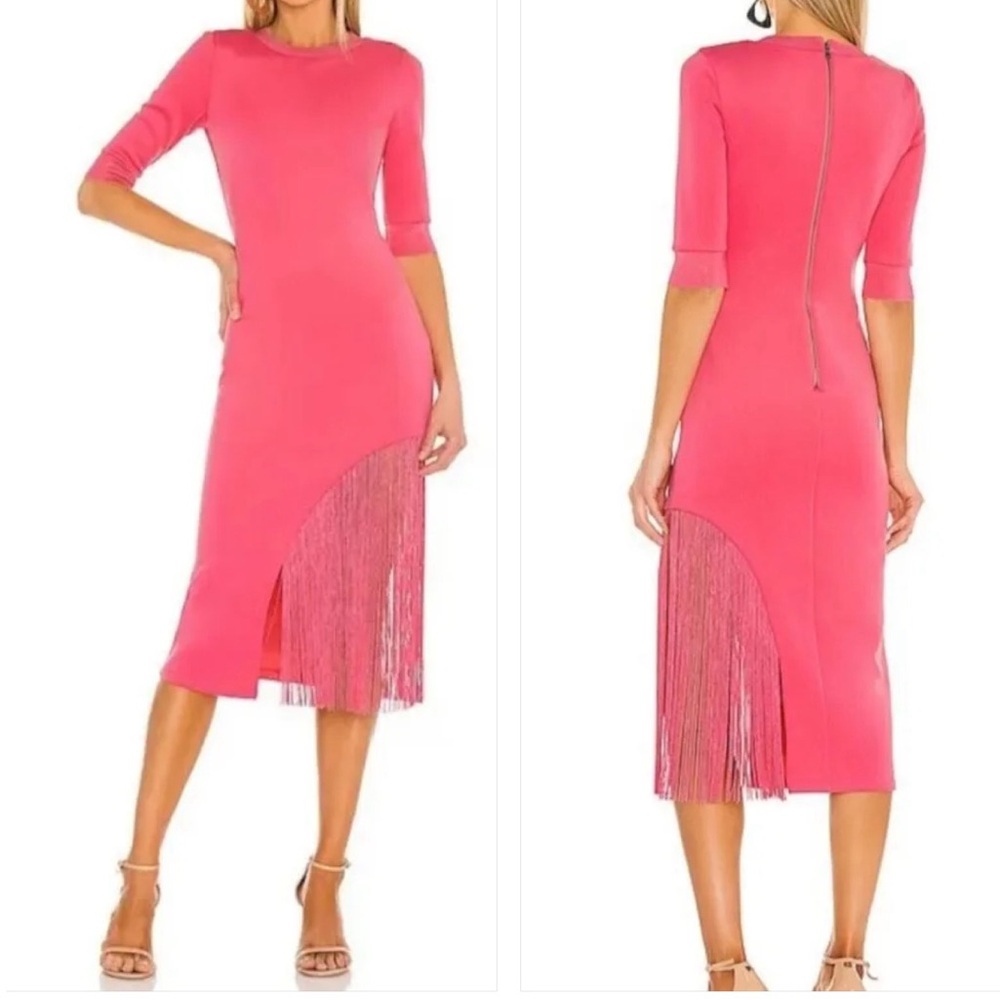 Alice + Olivia Keanna Asymmetrical Fringe Dress